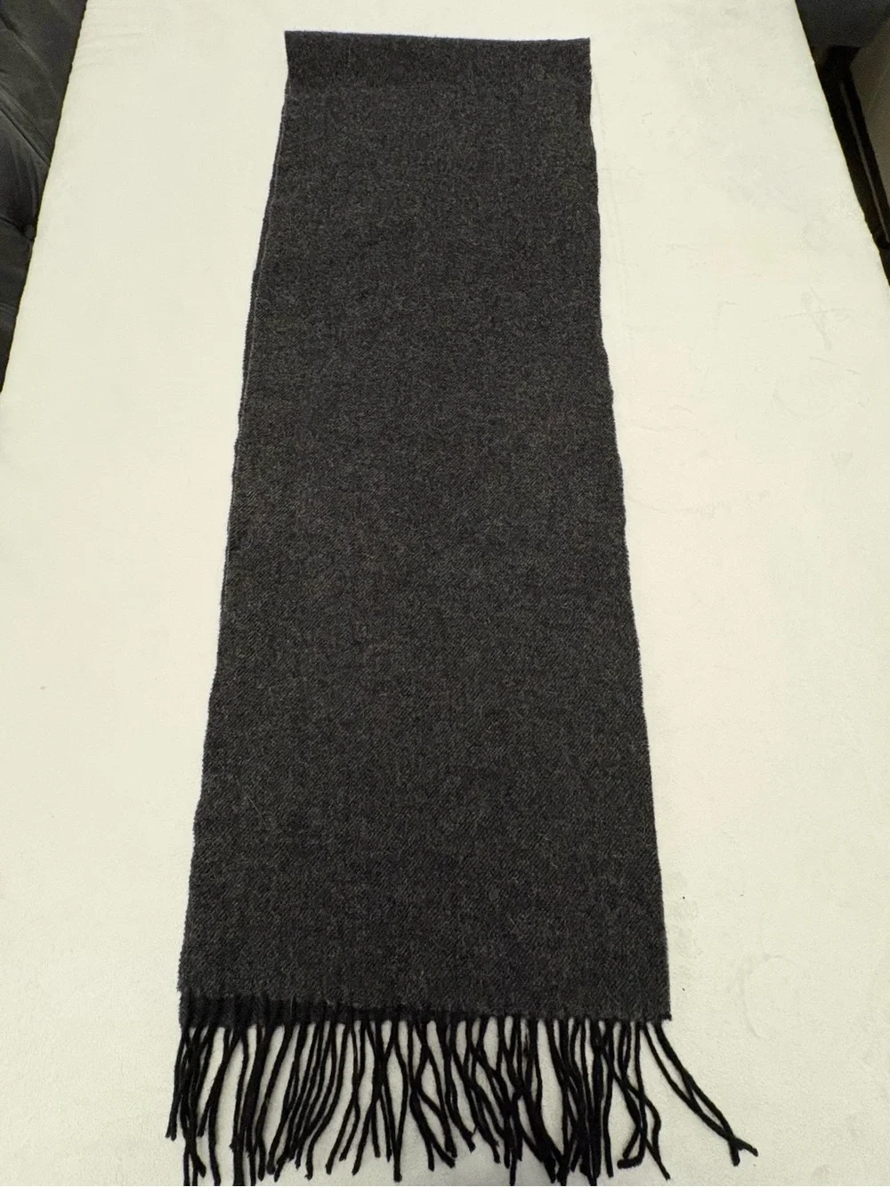 TAIYO Kyoto Japan 100% Cashmere Fringe Scarf Charcoal Gray Luxury Winter Wrap